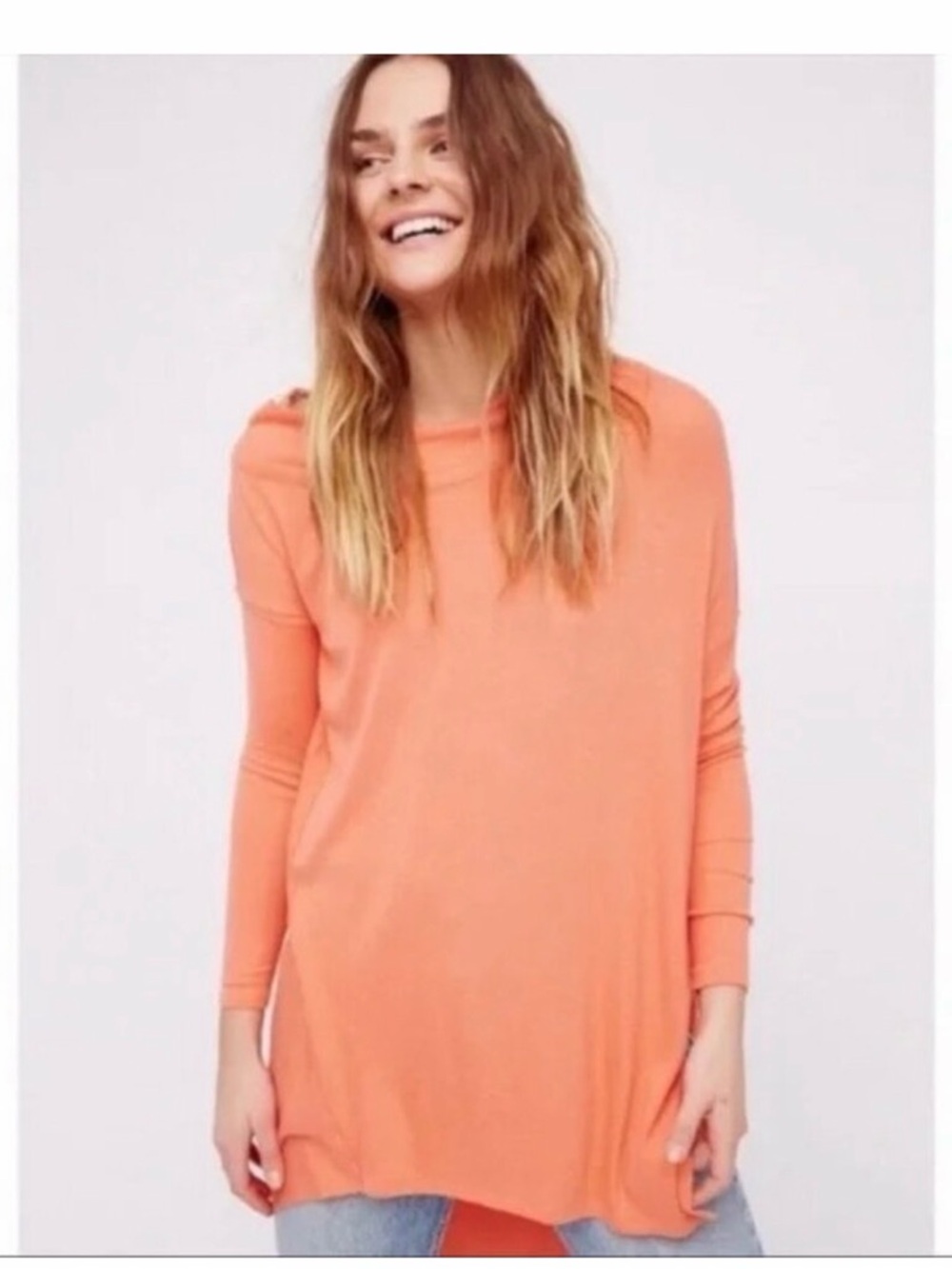 We The Free Asymmetrical grapevine coral Orange tunic top - Picture 2 of 7